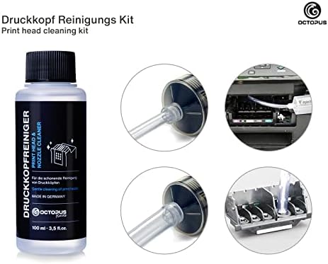 Octopus nozzle cleaner, print head cleaner compatible for Epson print heads with hose adapters (100 ml)