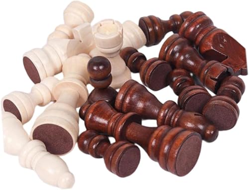 Wood International Schachfiguren-Set mit 32 gepolsterten Filzsockeln, 2,5 cm, traditionelles Spielzubehör
