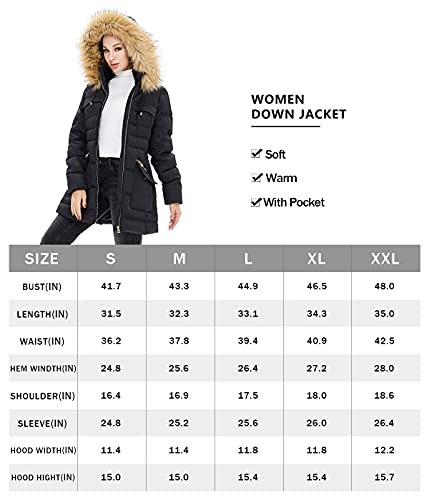 Polu Winter Coats For Women Slim Fit Thicken Puffer Down Jacket Drawstring Removable Fur Trim Hood Coats #TOP4