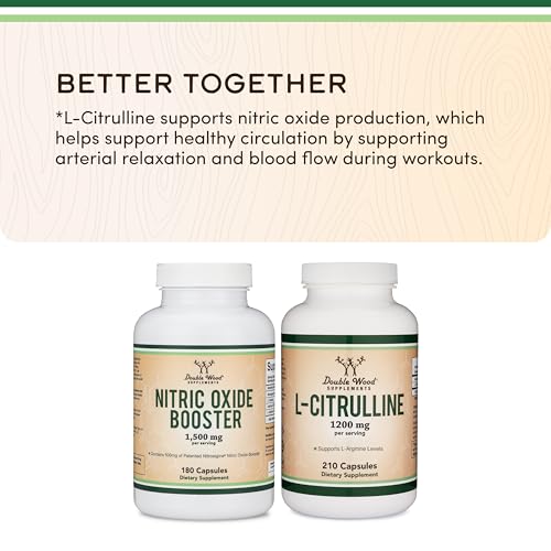 Nitric Oxide Supplement (Stim Free Pre Workout) - Nitric Oxide Booster with Nitrosigine, L Arginine, and L Citrulline (Clinically Studied to Boost No2 Nitric Oxide Flow) 180 Capsules by Double Wood