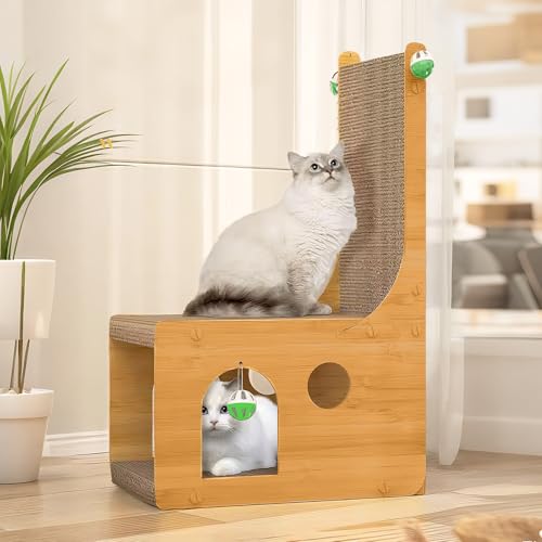 awliye 猫 爪研ぎ 段ボール 縦型 爪とぎ 猫 両面使用可能 つめとぎ 猫 段ボール ストレス解消 耐久 2匹猫用 ダンボールベッド キャットハウス 爪研ぎ ボール付き ち着く 長持ち おしゃれ 家具やソファを保護(L字型 40x23x60cm)