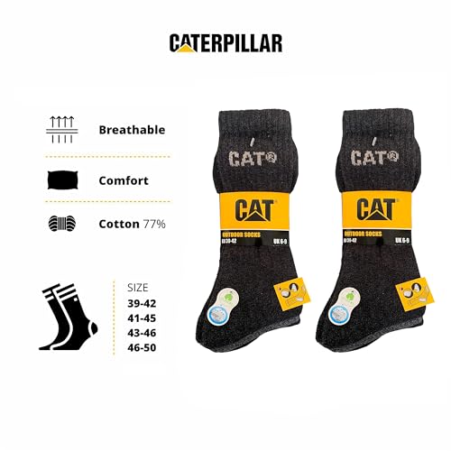 Caterpillar Outdoor Socks 6 Pairs of men's socks in soft cotton with humidity control, reinforced toe and heel