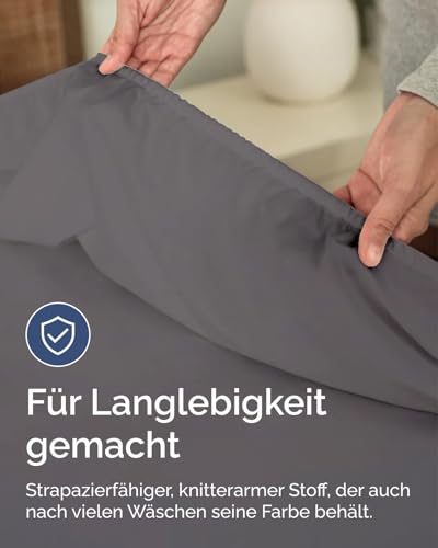 Spannbettlaken 180x200 - Mikrofaser Spannbetttuch 40cm (16") - Dunkelgrau – Ansicht 6