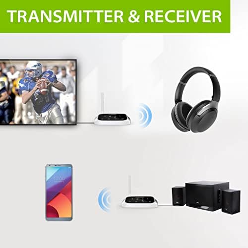 Avantree Oasis C  Bluetooth Transmitter & Receiver for TV with Dual Link Capabilities, Pass-Through Features, and No Audio Delay