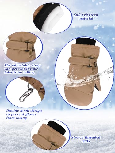 Image of Newcotte 6 Pairs Winter Ski Mittens Kids Waterproof Warm Snow Gloves for Boys Girls Cold Weather Outdoor Activities