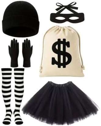 Toy Cosplay Skirt, Eye Mask & Gloves Women Robber Halloween Costume