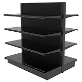 Island Gondola Retail Shelving Display with 8 Shelves Black Double Sided 48”W x 54”H x 41”D for Retail Convenience Grocery Office Supply or Liquor Stores, Industrial Grade Made in USA
