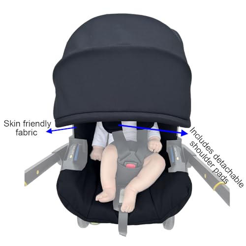Image of Stroller Accessory Washing Kit Textile Set, Colorful Canopy & Water Resistance Soft Cushion Compatible with DOONA Strollers (Fashion Black)