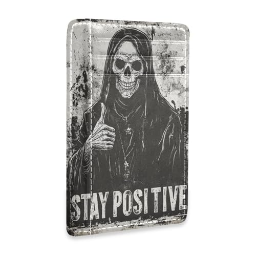 Yoogain Death God Skull Portefeuille en cuir avec poche avant pour homme et femme avec pince à billets et blocage RFID