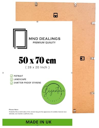 MND Dealings Minimalist 50 x 70 cm Size Clip Picture Frame – Frameless Display with Clear HD Styrene Strong Spring Metal Clips – Ideal for Posters, Certificates, and Artwork – Lightweight Design