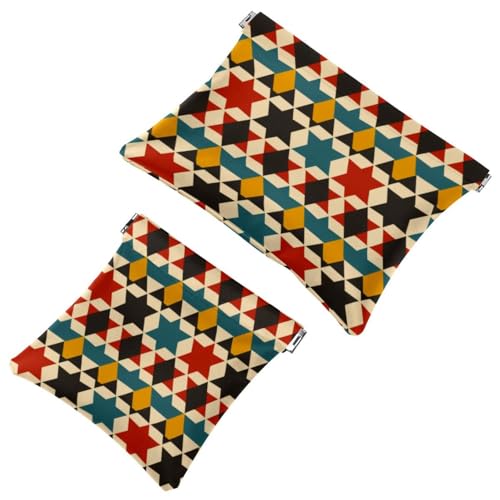 Star of David - Trousse per cosmetici tascabile impermeabile da viaggio senza cerniera da donna Multicolore 08 7.1x5.8 pollici