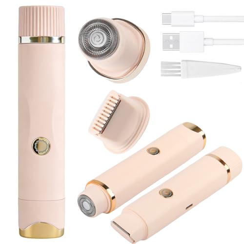 Rasoir Electrique Femme 2 en 1, Tondeuse Femme Intime, Épilateur Visage Femmes, Rasoir Femmes Maillot pour Bikini Visage Aisselles Sensible Jambes Utilisation Humide...
