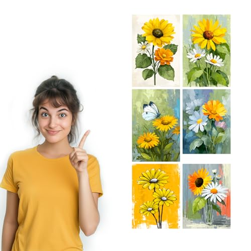 Image of SiddArtify Floral Wall Art Prints Set - Botanical Flower Poster Decor for Living Room Bedroom Office - 8x12 inch Board Pack of 6