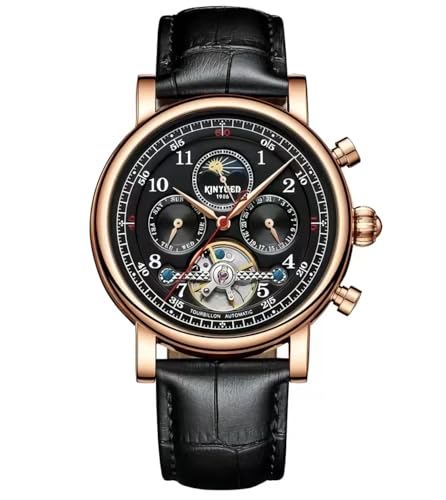 Reloj mecánico automático para Hombres Tourbillon Calendario perpetuo Esqueleto Reloj de Pulsera de Negocios