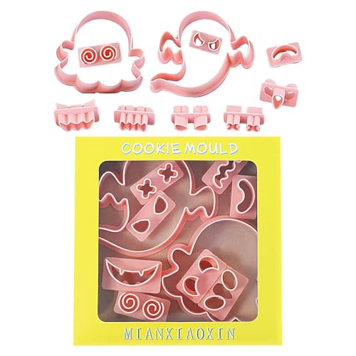 Molde de galletas de Halloween: formas aterradoras y divertidas, Kit cortador de galletas fantasma | Juego de cortador de galletas de silicona premium Spooky Treats, Ghost Pumpkin y Bat Designs