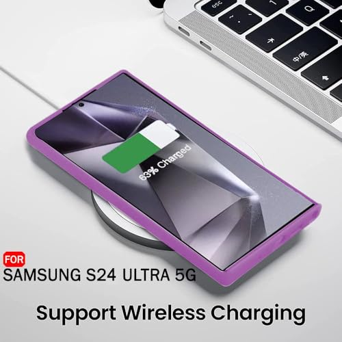 Image of TheGiftKart Liquid Silicone Back Cover Case for Samsung Galaxy S24 Ultra 5G | Soft Micro-Fibre Lining Inside | Camera & Screen Protection | Shockproof Case for Samsung S24 Ultra (Silicone, Purple)