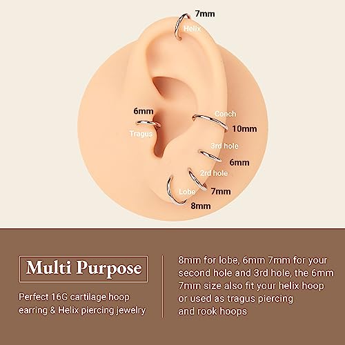 LEE&RO 16G 6MM 7MM 8MM 9MM 10MM Hinged Clicker Septum Rings 16G Nose Hoop Tragus Helix Cartilage Hoop Earrings2
