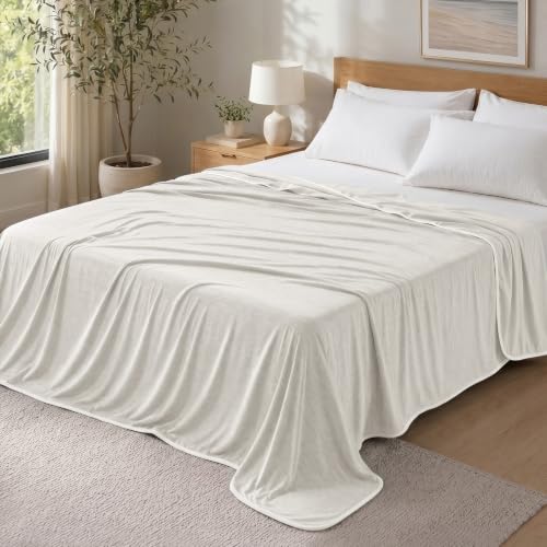 Image of PHF Cooling Blanket Queen Size 90 inchx90 inch, Double-Sided Cooling for Hot Sleepers (Q-Max 0.46+), Lightweight Breathable Summer Blanket for Night Sweats with Rayon Derived from Bamboo, Light Grey