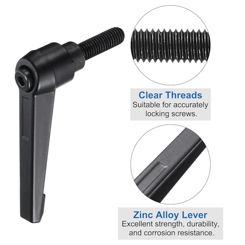 Image of uxcell 4pcs Clamping Lever Adjustable Handle Set Metric M8 x 25mm Male & M8 Female Thread Level Handles Hand Stud Knobs Quick Release Black for Lathe Machinery