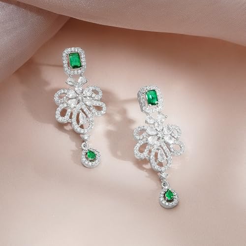 Image of Rubans Necklace Set Rhodium Plated Crystal Studded Jewellery Gift for Women & Girls