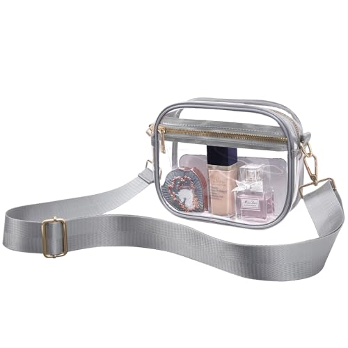 Image of Fibrdoo Clear Bag Stadium Approved, Leather Clear Crossbody Purse Bag for Concerts Sports Events Festivals