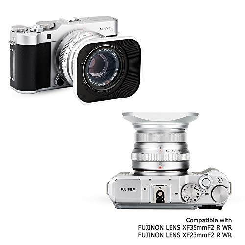 Jjc JW-LH-JXF35SII SILVER Silver Square Metal Lens Hood Shade W/Cover Cap For Fujifilm Fujinon Xc 35Mm F2 & Xf 23Mm / 35Mm F2 R Wr Lens On X-Pro3 X-Pro2 X-Pro1 X-T4 X-T3 X-T2 X-T1 X-T30 X-T20 X-T10 X-E3 Replace Fuji Lh-Xf35-2 thumb #2