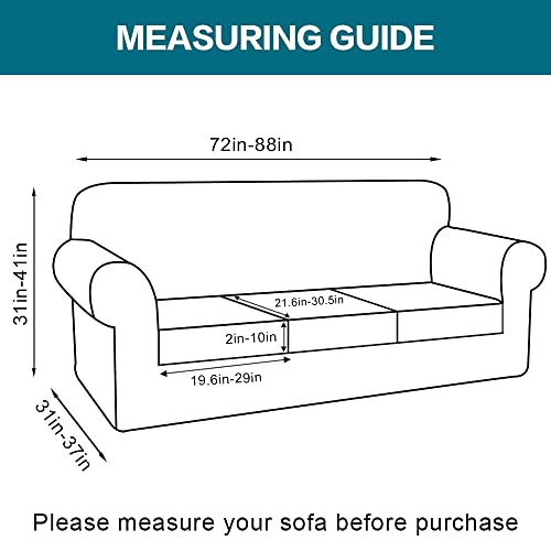 Turquoize TQFTSLIPCOVER-3-NATURAL 4 Piece Couch Cover Sofa Covers For 3 Cushion Couch Sofa Slipcovers Washable Sofa Cover thumb #1