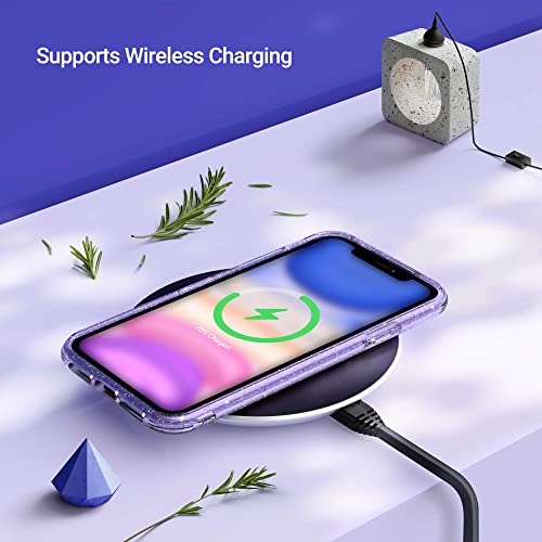Ulak Compatible With Iphone 11 Case, Hybrid Protective Phone Case For Women, Slim Thin Transparent Anti-Scratch Shockproof Tpu Bumper Cover For Iphone 11 6.1 Inch (2019), Glitter Purple #TOP4