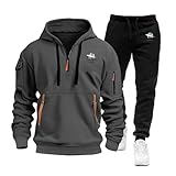 Occasion : Ensemble de survêtement pour homme, haut à capuche et pantalon de jogging, survêtement basique pour homme, idéal pour la nuit, la détente, toute la journée, pour faire du sport, du fitness, de la course, du jogging, de la marche, du football, de l'entraînement ou au quotidien au travail.