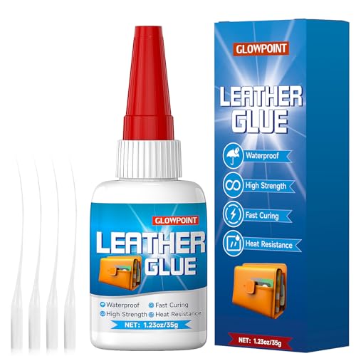 GLOWPOINT Leather Glue, 35g Ultra-Strong, Waterproof Adhesive for Leather Repair, Shoes, Bags, Sofas, Car Seats, Upholstery, and DIY Crafts, Fast-Drying, Flexible Formula