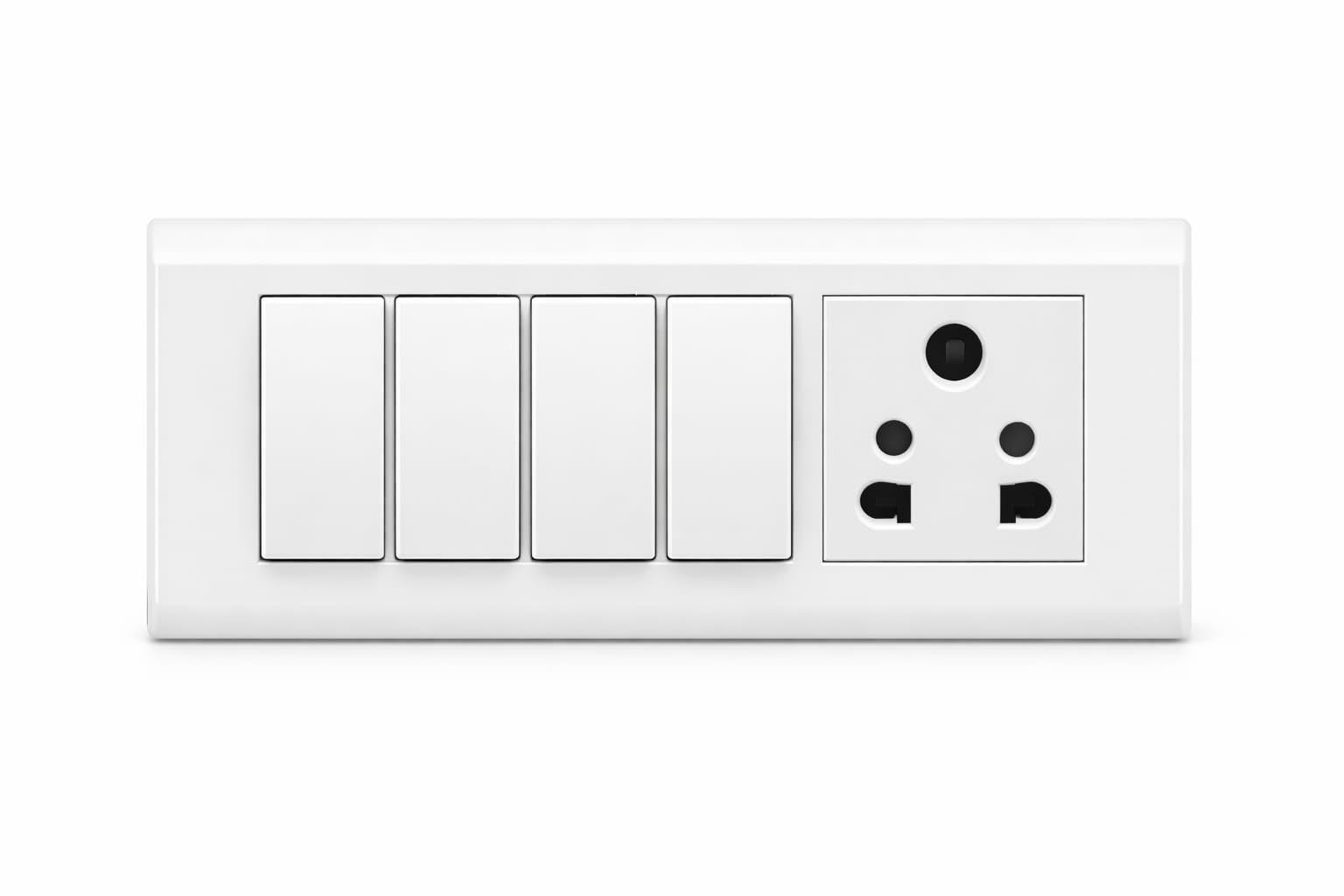 Quality Surface combined Box SIZE-6M with 4 Switch 6A (1 Way),1 Socket 6A,5 PIN Attached Complete Set of 1-image-10
