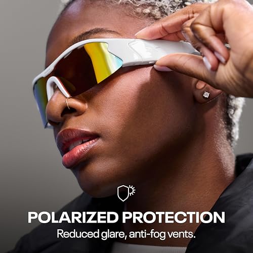 Image of Reebok Flash Smart Audio Sunglasses, Berry Mirror Polarized Lens, Unisex, HiFi Bluetooth Sport Glasses with UV Protection - Powered by Lucyd