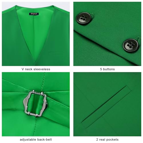 Image of Enlision Men's Suit Vest Business Formal Dress Waistcoat Solid Color Vest for Suit or Tuxedo