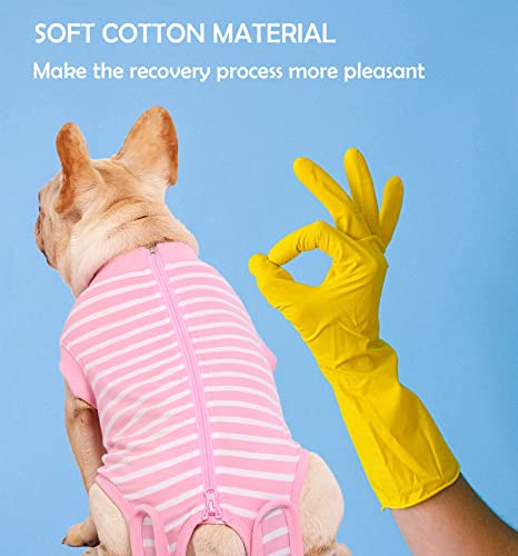 Image of Dog Recovery Suit Female,Pink Small Spay Surgery Recovery Shirt,Pink-White Striped XS