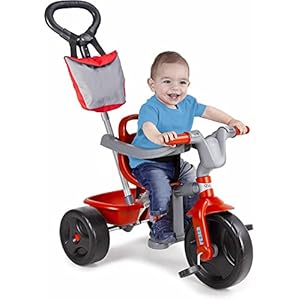 FEBER – EVO Trike Plus, Triciclo para Niños con Estructura Metálica y Cinturón de Seguridad, 2 Posiciones, Silla de Empuje y Mando para Música con Altavoz, 9 Meses+, Azul, Famosa (800010946)