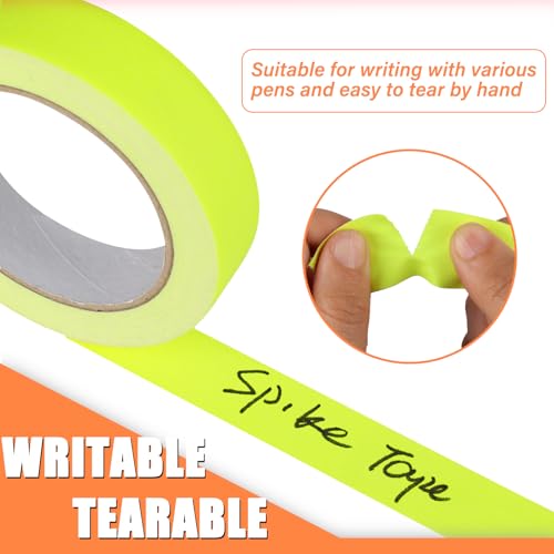 Image of GEYYANG Spike Tape, 1 inch x 20 Yards Yellow Fluorescent Gaffers Tape, Black Light UV Reactive, Multipurpose Fluorescent for Stage Marking, Party and Art Crafts