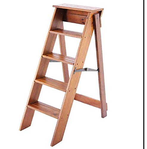 Scala in legno massello scala a 5 gradini pieghevole casa interni loft decorazione scala telaio dimensioni (colore: marrone)