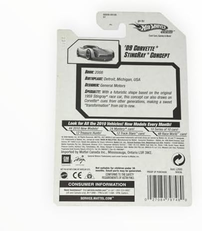 Hot Wheels 2010-019 New Models SILVER '09 Corvette Stingray Concept 1:64 Scale image 4