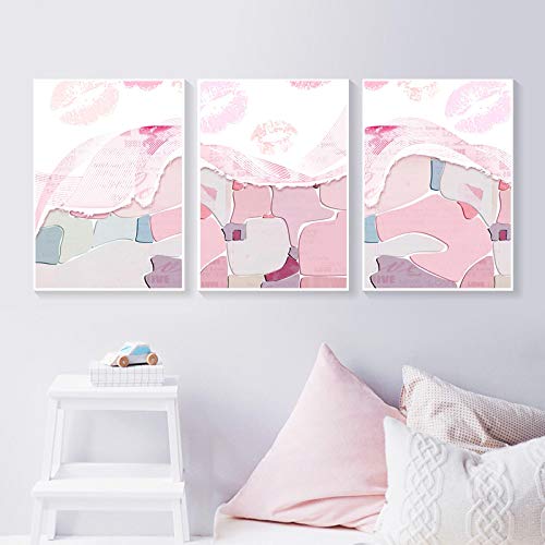 Toile abstraite rose pour habiller un grand mur blanc de salon