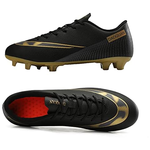 Meidiastra Men's Soccer Shoes Teenagers Cleats Spikes Football Shoes Outdoor Athletics Training Soccer Football Boots AG/FG Black 42 Cover
