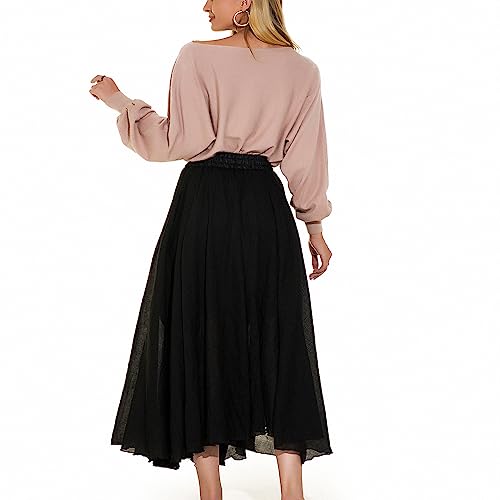 Asher Fashion 43230-50960 Women'S Bohemian Style Elastic Waist Band Cotton Linen Long Maxi Skirt Dress thumb #4