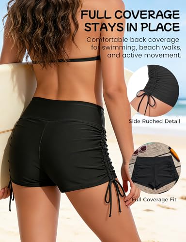 Traje de baño de cintura alta negro XXXL que estiliza y protege la piel con su lazo ajustable 3