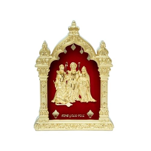 Image of EKA Temple Series Ramdarbar Tabletop |Gold Foil | Ram Sita Lakshman Hanuman Showpiece for Home Temple, Pooja Room & Office Decor | Diwali, Housewarming & Spiritual Gift (9cm x 4cm x 11cm)