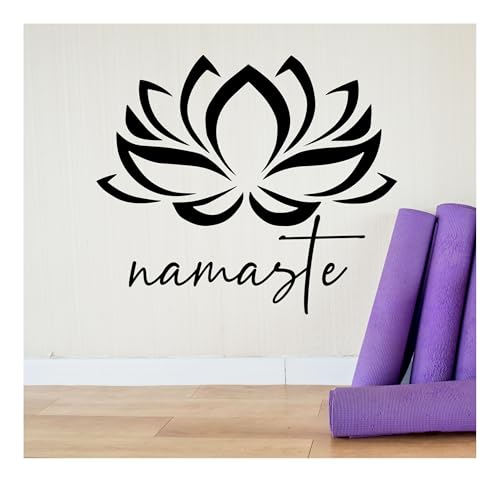 Namaste Lotus Flower Vinyl Wall Decal, Yoga Home Studio