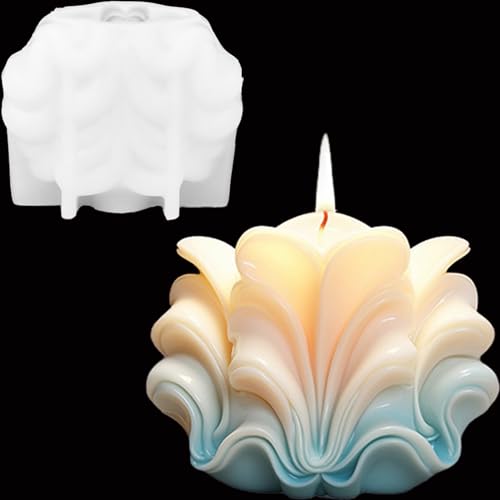 Image of TOPYS Ocean Wave Pillar Aesthetic Molds, Carved Wave-Striped Candle Mold, Irregular Sea Geometric Abstract Decorative Twisted Striped Silicone Mold for Crafts Aromatherapy Candle Handmade Soap (E)