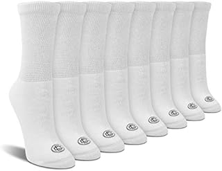 Doctor's Choice Women's Diabetic Socks, Non-Binding, Circulatory, Cushioned, Crew Socks for Swollen Feet, 4 Pack, White, Shoe Size 6-10, Diabetic Socks for Women Size 9-11