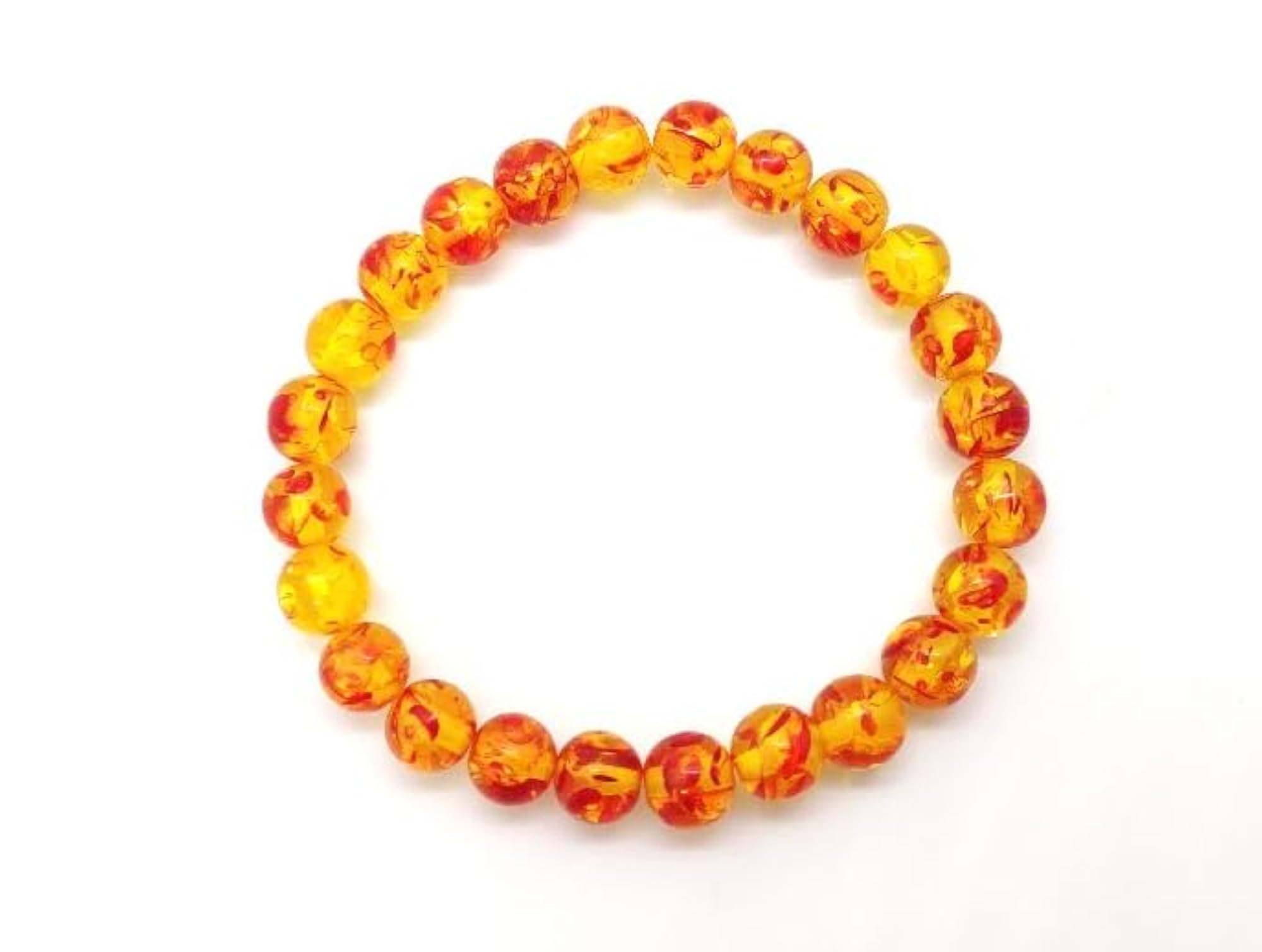 Amber Stone Healing Crystal Beaded Bracelet, Natural