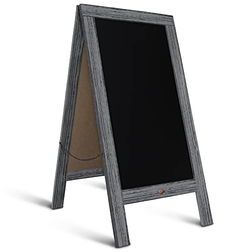 Rustic Vintage Graywash Wooden A-Frame Chalkboard/Sidewalk Chalkboard Sign/Large 40" x 20" Sturdy Sandwich Board/A Frame Restaurant Message Board (Classic)