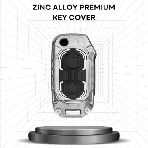 Image of KEYCEPT Metal Armor Key Cover Compatible for Kia Seltos 2024 2023 Facelift HTX | Sonet Facelift | Carens X Line 3 Button Flipt Key with Keychain. (Metal Armor)