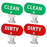 PH PandaHall 4 Stück Waschkörbe Sauber Schmutzig Zeichen Rot und Grün Waschmarken Waschkorb Etiketten Sauber Schmutzig Indikator mit Edelstahlklammern für Kleidung Spülmaschine Bad Küche Zimmer